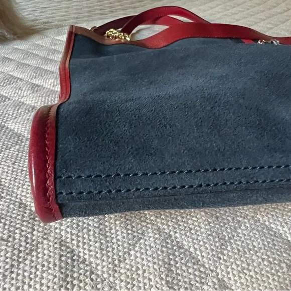 GUCCI Red Leather & Navy Suede Chain Strap Tote Bag. EUC!!!! No callouts!! - Picture 4 of 16